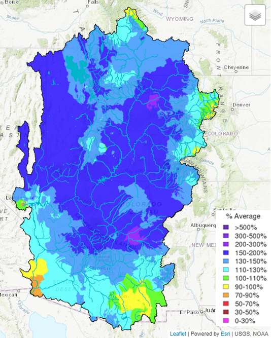 October-March of precipitation water year 2023, image courtesy of Colorado Basin River Forecast Center